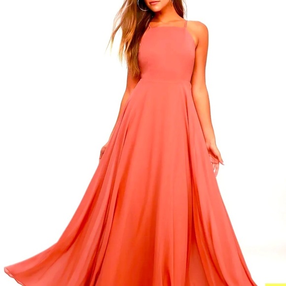 Lulu’s Coral Maxi Gown Size XS - Picture 1 of 13